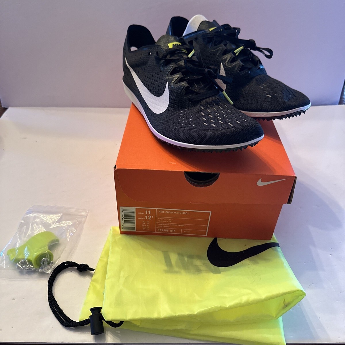 NEW Nike Zoom Matumbo 3 Men's Track Spikes Black White Volt