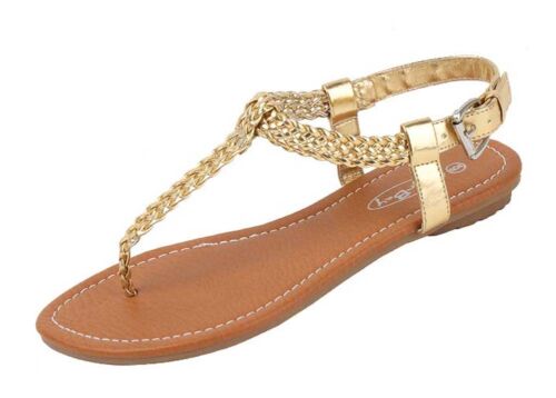 Women's Sandals Gladiator Roman Flats Classic Thongs T Straps Shoes, Sizes: 5-11 - Picture 3 of 5