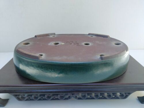 Bonsai Pot Tokoname Shosen Yamaaki Oval Green Glazed Width 45 cm (17.72 in) - Picture 12 of 19