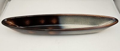 Beautiful ABODE Pottery Long Serving Dish Browns Blue Stoneware Boat