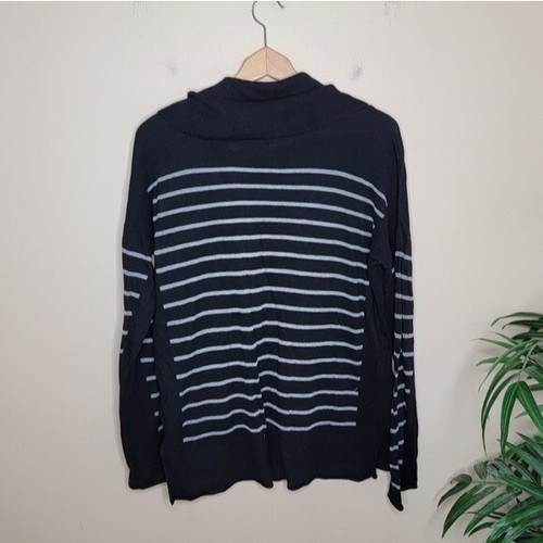 Stitch Fix Market & Spruce | Black White Striped Draped Cowl Neck Sweater Medium - Picture 2 of 5