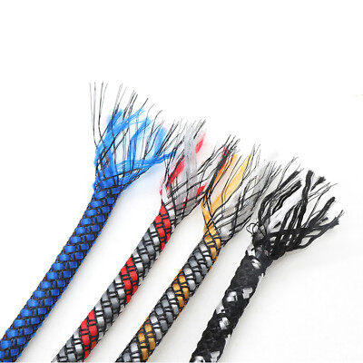 10m Geflechtschlauch Gewebeschlauch Kabelschlauch Kabelschutz 3 6 8 10mm Orange/Blau/Grau/Schwarz/Lila/Weiß/Rot/Rosa/Grün/Gelb (8mm, Schwarz