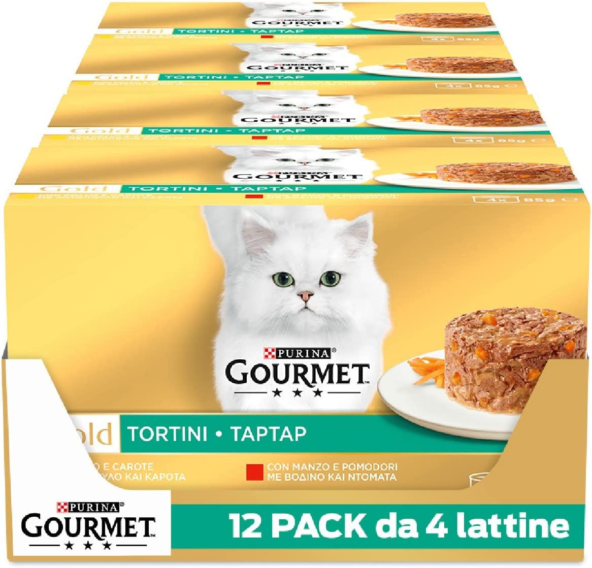 Gourmet Gold Tortini Purina per Gatti: 48 Lattine Mix Carne e Verdure
