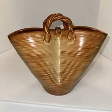 VTG TADINATE  ITALY Brown GLAZED Purse Style Possibly A Vase?? Read Description!