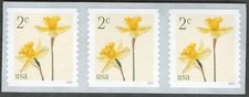 US. 5903. 2c. Daffodils. Coil Strip of 3. MNH. 2024