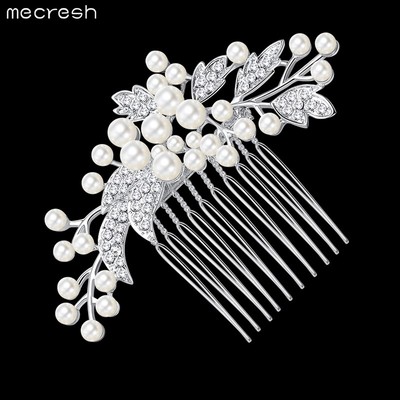 Mecresh Elegant Crystal Pearl Hair Combs Bridal Hairpin Head