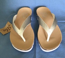 Silver Ella Flip Flops Toe Post Size 3 Boxed Holiday Beach Summer Low Wedge BNWB