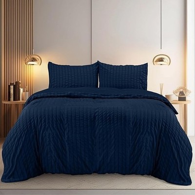 Utopia Bedding Seersucker Bettbezug - King Size Bettbezug Set mit Kissenbezügen