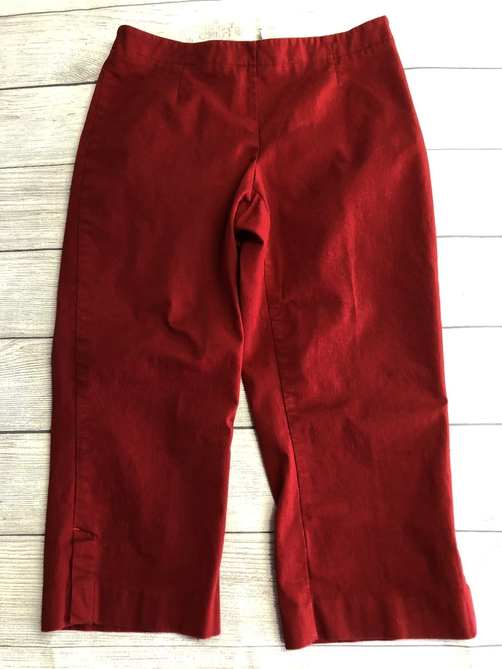 Pantalones Liz Claiborne Mujer 8 Petite Rojo Michaela Recortados Elastizados Informales Pull On Foto 2 de 4