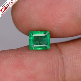 💎 GFCO CERTIFIED 1.32ct Octagon Natural Vivid Green Emerald Zambia Gemstone