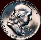 Uncirculated 1957 Philadelphia Mint Silver Franklin Half — photo 1
