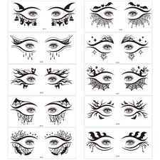 10 Sheets Halloween Eyeshadow Temporary Tattoos Stickers Spider Skull Bat Eye...