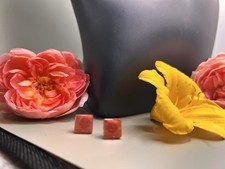 Square Red Stone Stud Earrings, Red Main Ston...