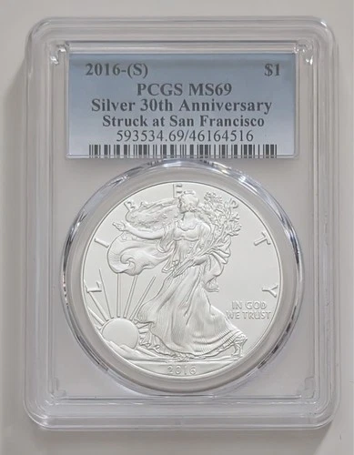 2016(S) PCGS MS69 SILVER 30TH ANNIVERSARY COIN SKU 593534.69/46164516