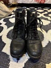 Ugg Black Kilmer Combat leather shearling lined boots Size 6