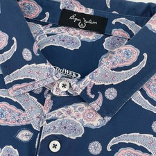Byron Nelson Golf Polo Men’s XL Blue Pink Paisley Dri-Way Performance Polyester