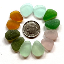 Surf Tumbled Sea Glass   Jewelry Quality   6 Matching PAIRS Sm Scale 12 Pieces