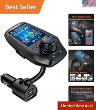Upgraded 4-in-1 Bluetooth FM Transmitter with 1.8'' Display Fast Charging