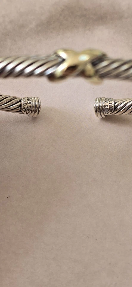 Auténtico Cable David Yurman 5 MM con Oro Amarillo 14K X MEDIANO Foto 3 de 4
