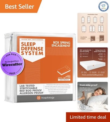 Queen Hypoallergenic Box Spring Encasement - Bed Bug & Dust Mite Proof Cover