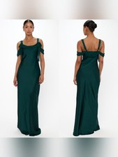 Show Me Your MuMu Bella Deep Emerald Luxe Satin Maxi Dress L Wedding Party