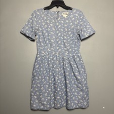 Madewell Women’s Songbird Floral Blue Dress Chambray Size 4 Near Vintage