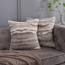 Faux Fur Fluffy Throw Pillow Covers 20x20 Set of 2 20" x 20" Pack of 2 Grey