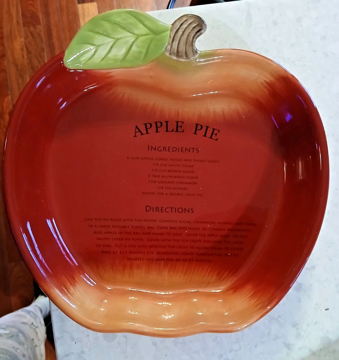 Vintage Harvest Ceramic Red Apple Shaped Oven Proof Apple Pie Recipe Dish Plate