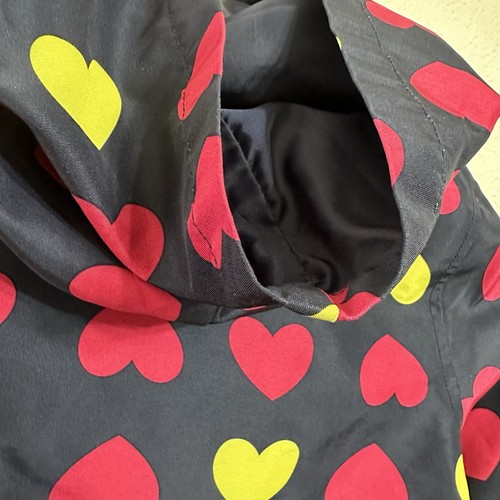 Gymboree Girl’s Rain Coat S 5/6 Navy Pink Green Hearts Rqin Jacket Hood - Picture 4 of 6