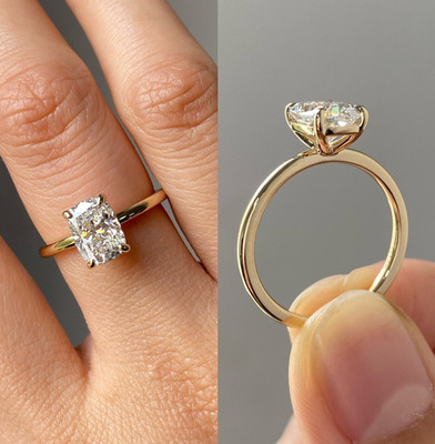 Elongated Cushion Cut 1.8 Ct Moissanite Solitaire Everyday Wear Ring 925 Silver
