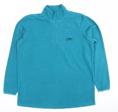 Cotton Traders Herren Fleece Sweatshirt blau L Mock Neck Half Zip
