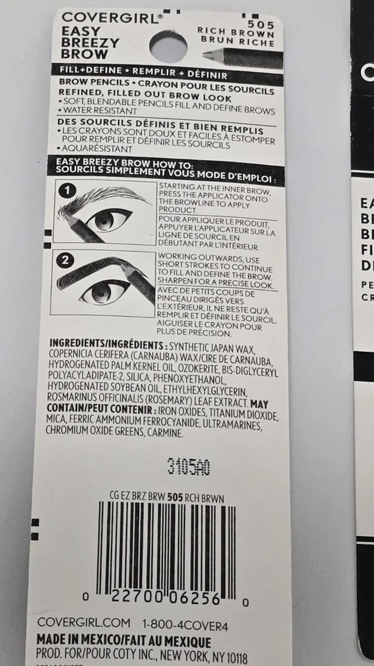 Covergirl Easy Breezy Brow Fill+Define Pencil Crayon # 505 Rich Brown Lot Of 4 - Image 4 of 4