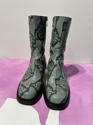 Dries Van Noten Green Snake Effect Leather Cowboy Boots (Men's) | eBay