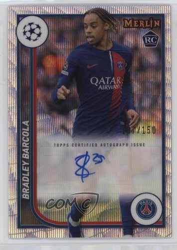 2023 Topps Merlin UEFA Club Competitions /150 Bradley Barcola Rookie Auto RC 1yj
