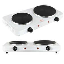 B Ware / Herdplatte elektrisch Doppelkochplatte 2500W Weiß Camping Elektroherd 6