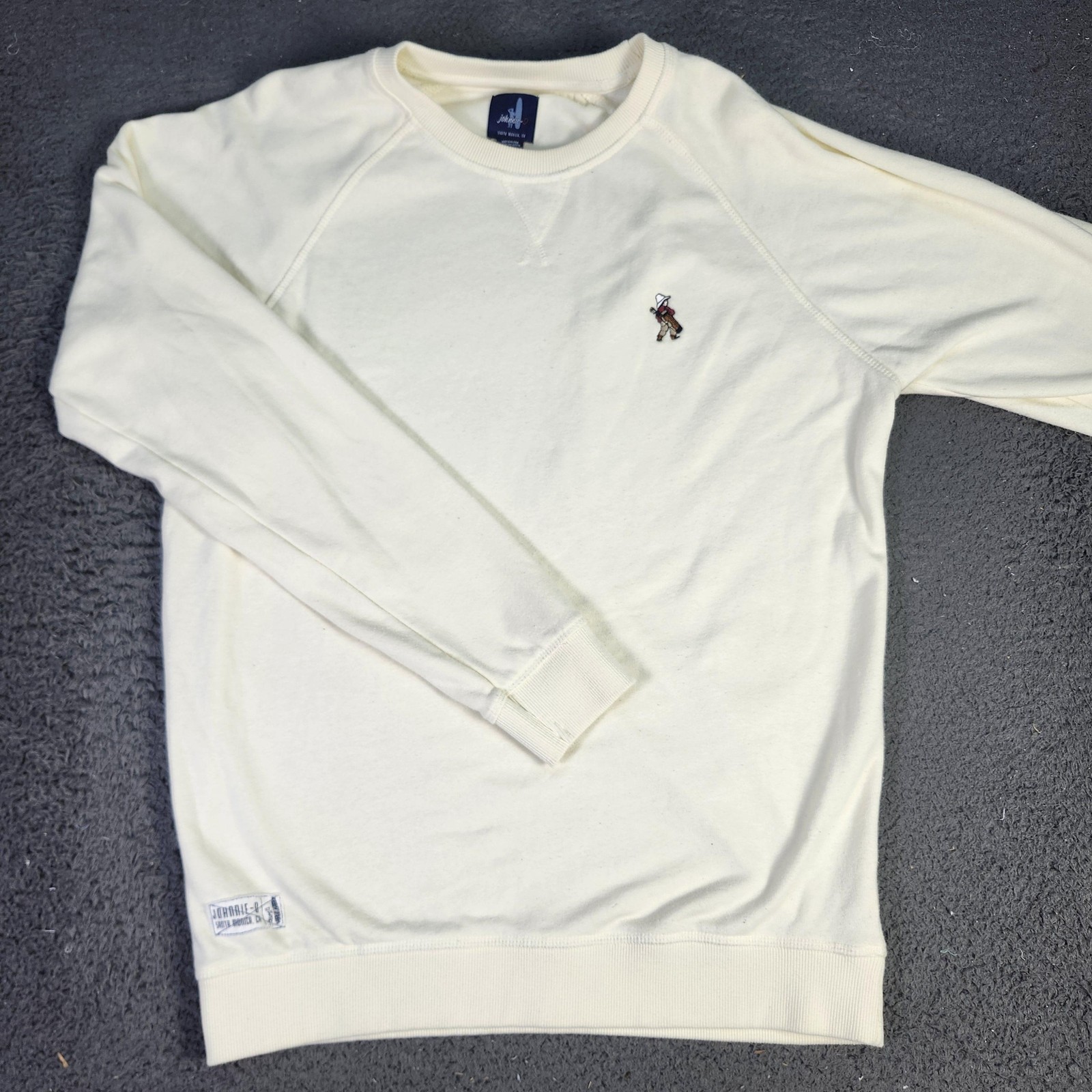 Johnnie-O Sweatshirt Mens Medium White Golf Caddie Embroidered Pullover Crewneck