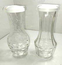 PAIR OF GOOD SEASONS GLASS SALAD DRESSING CRUET BOTTLES w ORIGINAL CAPS