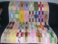 Handmade Patchwork Baby Girl's Crib Quilt, 42 Blocks of 9 Pieces, 44" x 53"