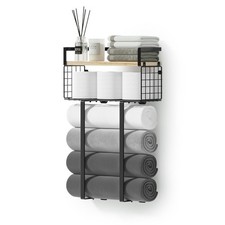 Metal Towel Rack Wall Mount Storage Basket Bathroom Holder Xstydes Led Racks