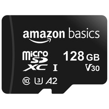 Amazon Basics 128GB microSD Memory Card 100MB/s with Full Size Adapter MicroSDXC