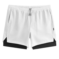 Mens Workout Shorts 2 in 1 Stretch 5" Gym Shorts Running Shorts with Compress...