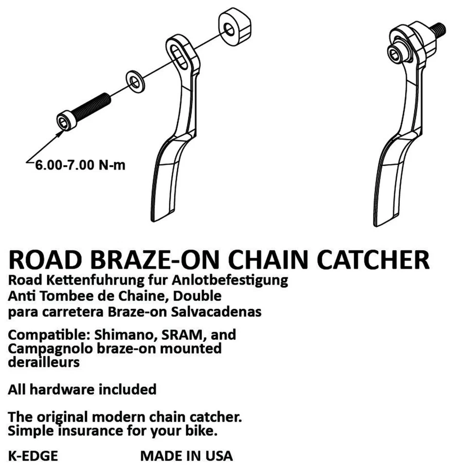 K-edge apanhador de corrente feminino braze-on K13-001 acessórios de bicicleta, feminino masculino, - Imagem 2 de 2