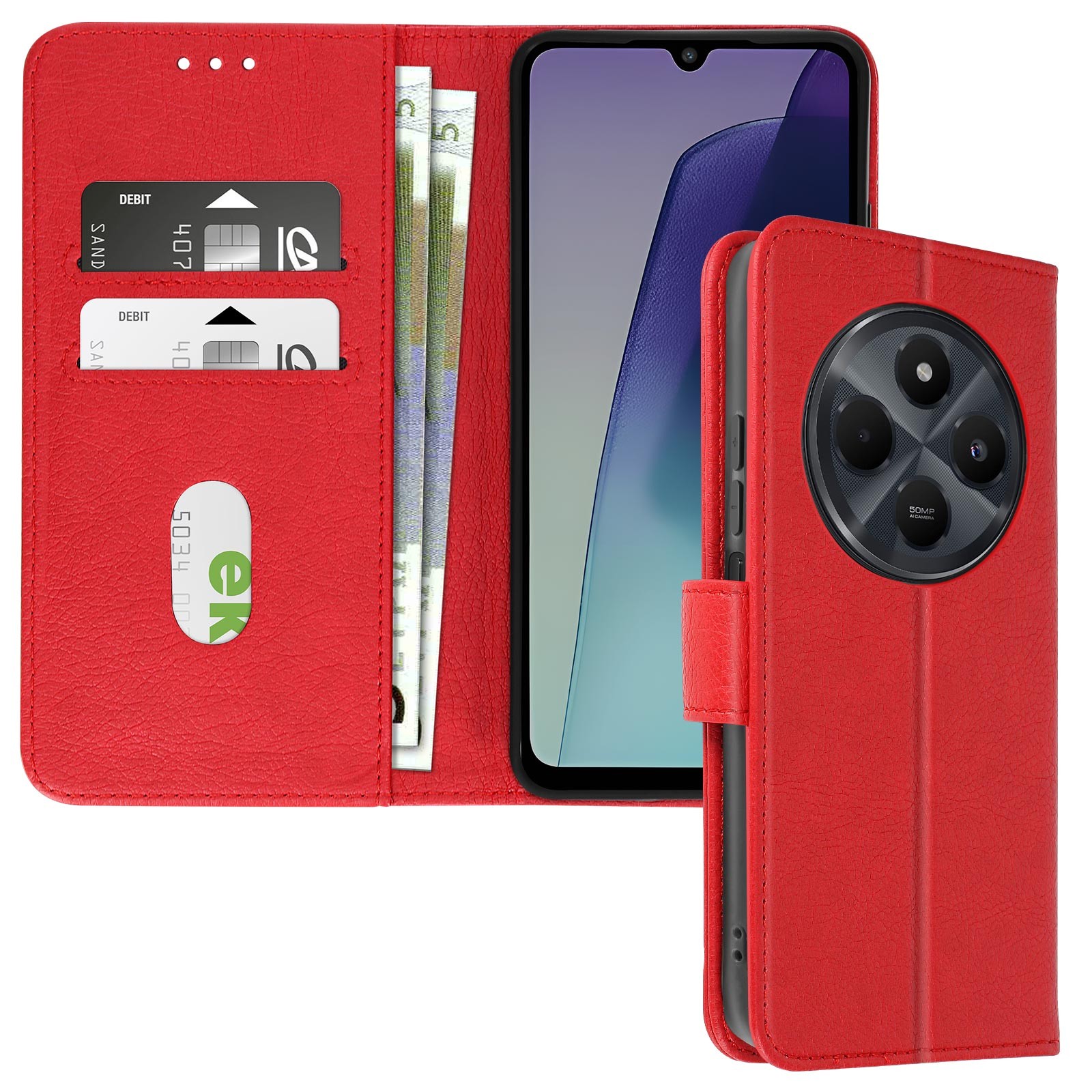 Étui portefeuille Avizar pour Xiaomi Redmi 14C avec support vidéo noir