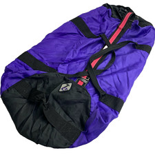 Black Teal Purple Duffle Bag w/ Shoulder Strap Handles Nylon Vtg 1990s