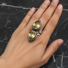 Citrine Gemstone 925 Sterling Silver Ring Handmade Jewelry Gift For Valentine