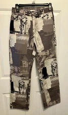 BDG Urban Outfitters Sz 3/5 25 Cowboy Gray Statue Patchwork Print Jeans Women’s