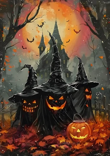 Vintage Black Ghost Witch Haunted House Metal Sign Halloween Wall Decor 8x12 NEW