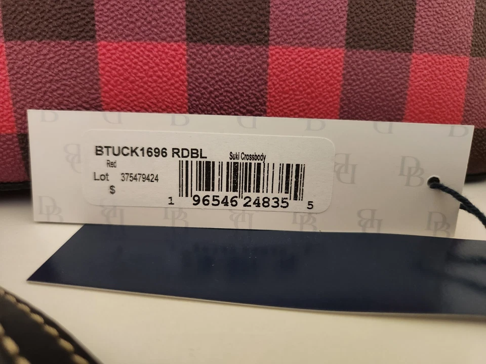 Nuevo Bolso Bandolera Dooney & Bourke Suki Buffalo Check Rojo/Negro Foto 3 de 4