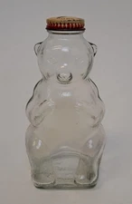 Vintage Snow Crest Beverages Figural Bear Glass Bank Bottle Salem Mass.