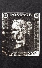 Queen Victoria GB Penny Black SG.1 Pl.8 Used Black MX 4 Large Margins Quality VF